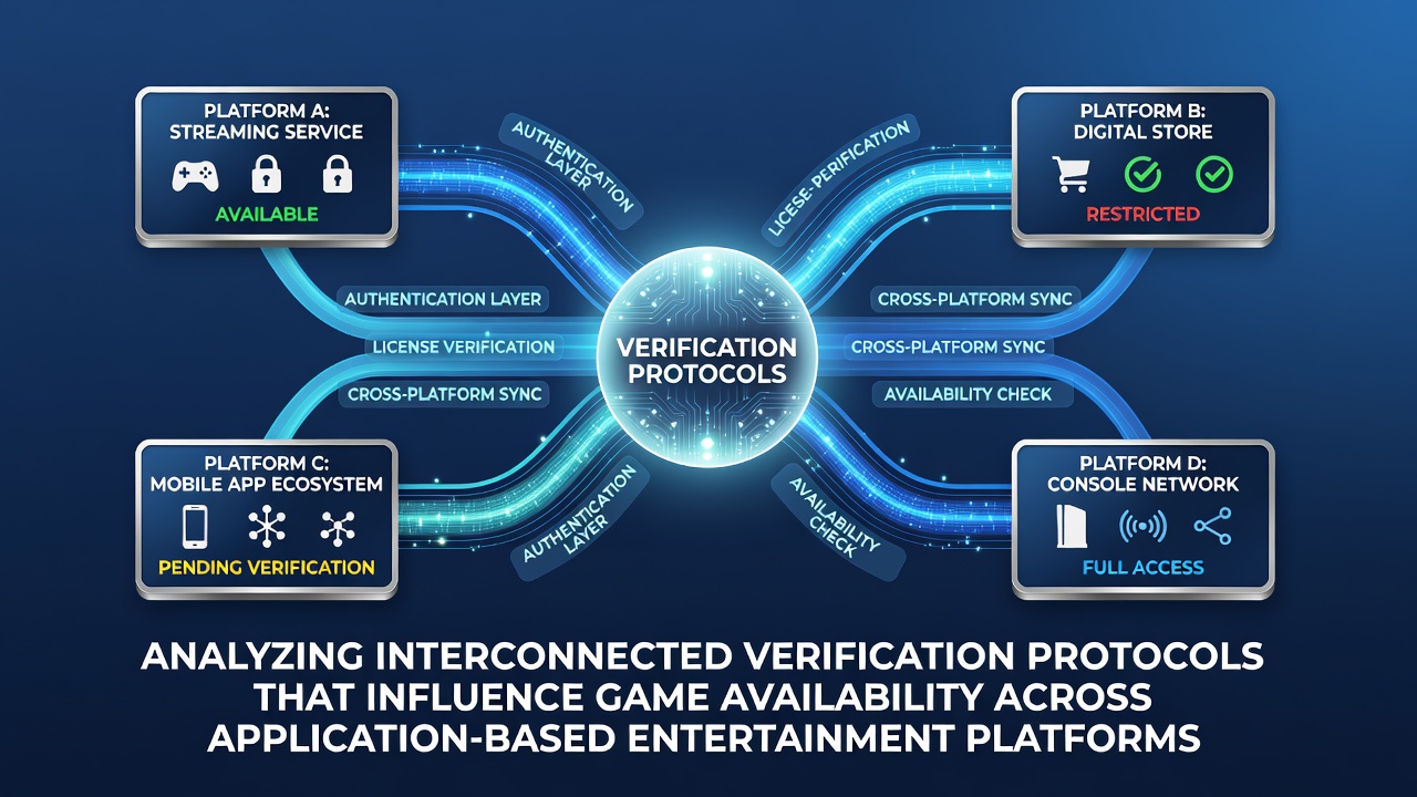 Diagram showing interconnected verification protocols and their impact on game availability in mobile entertainment apps
