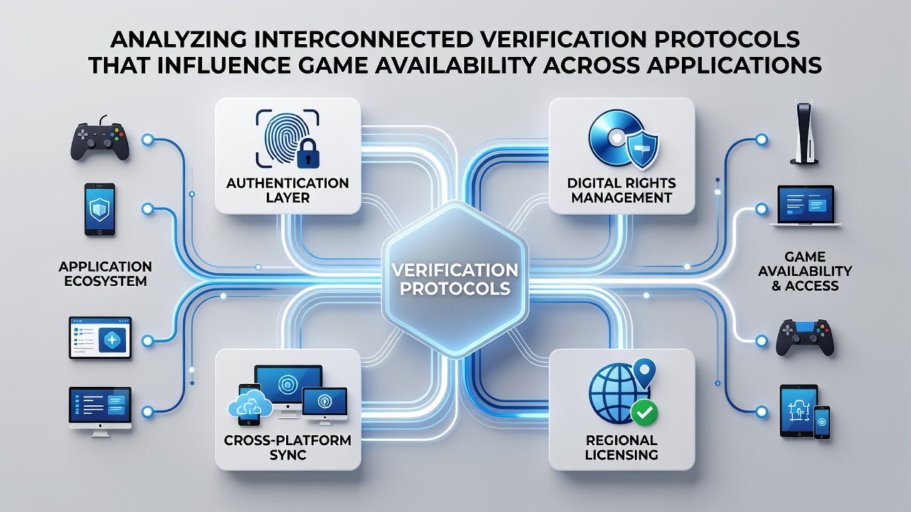 Illustration of mobile app interface displaying verified game availability based on protocol checks