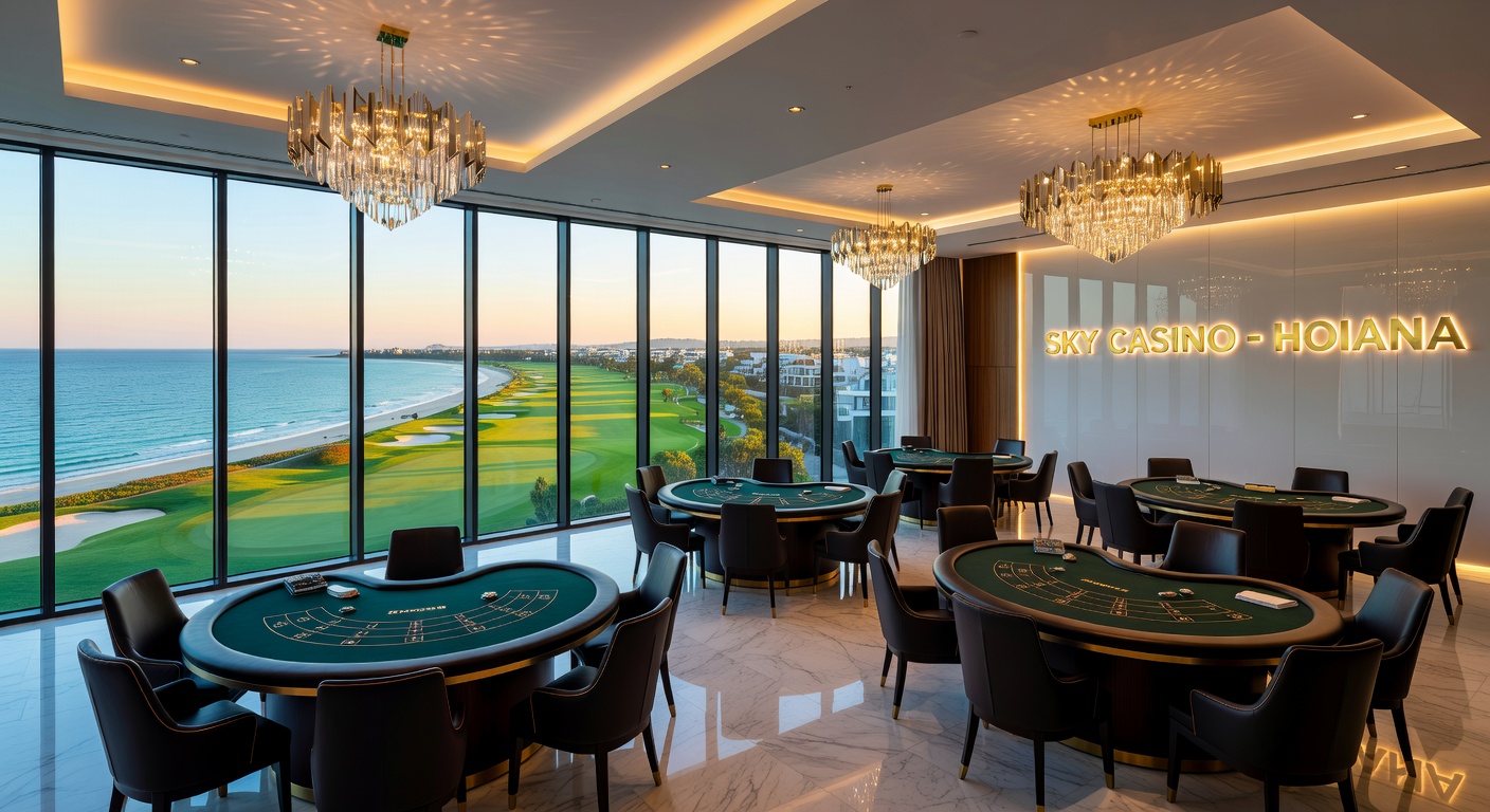 Panoramic view from the Sky Bar at Hoiana's new VIP casino overlooking the resort landscape