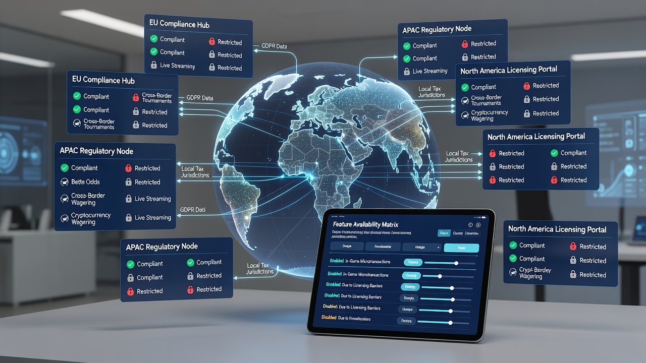 Map showing regional differences in allowed wagering features across international platforms