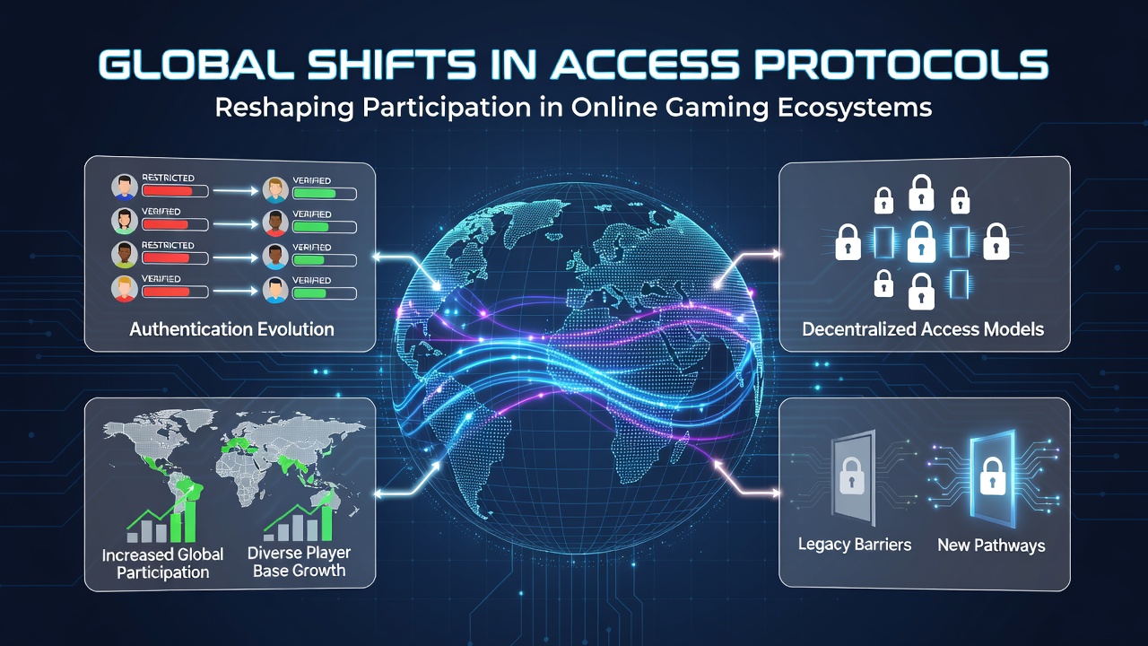 Global map showing access protocol changes across online gaming regions with highlighted regulatory zones
