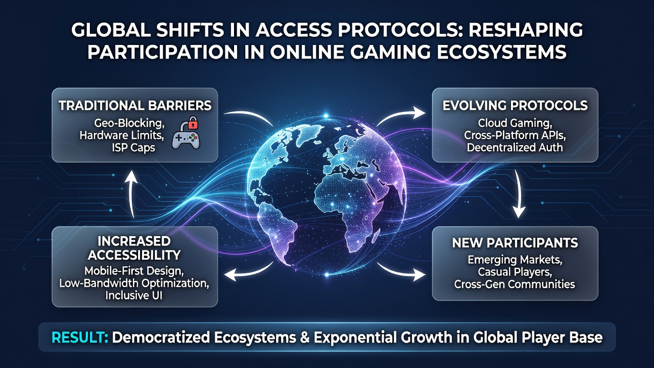 Illustration of digital verification process in online gaming with biometric and ID scanning elements