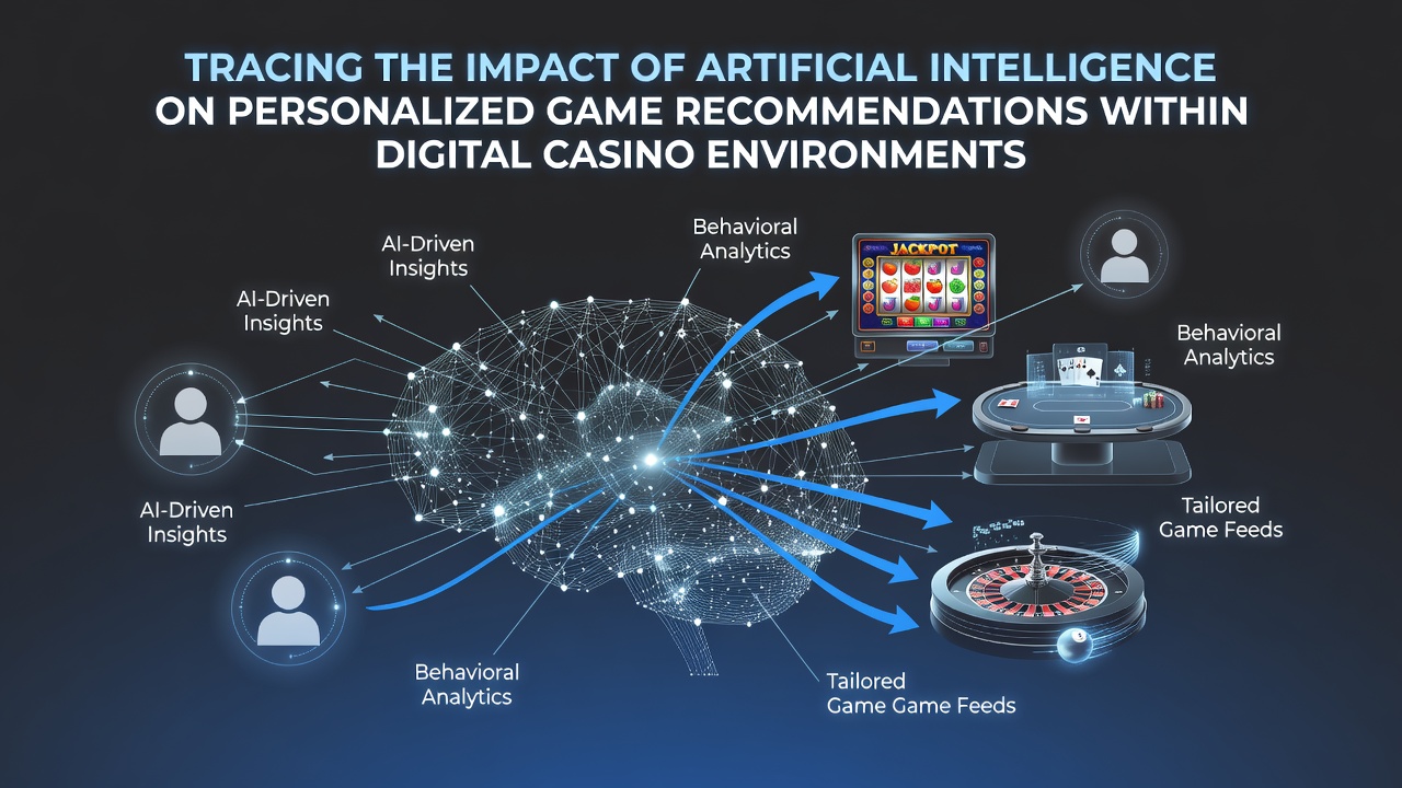 AI algorithms analyzing player data for game suggestions in a digital casino interface